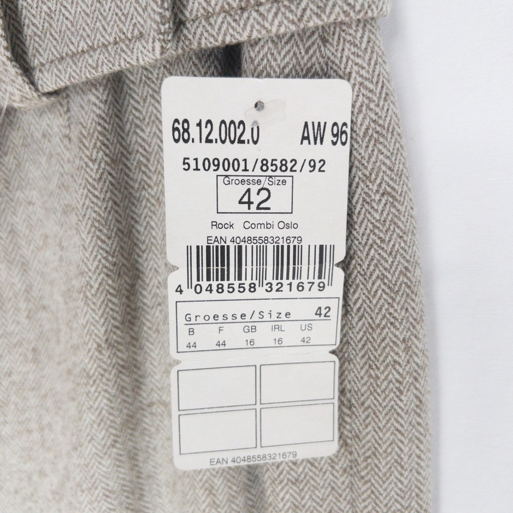 Vintage Marcona Wool Herringbone CBK Belted Pleated Euro Skirt Women 12 NWT $165 - Picture 7 of 16